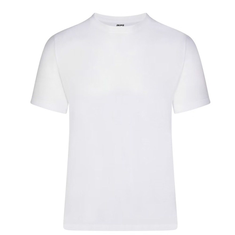 Skims Mens Cotton Classic T-Shirt ChalkWhite TP-TSH-5701M Short Sleeve Crew Neck